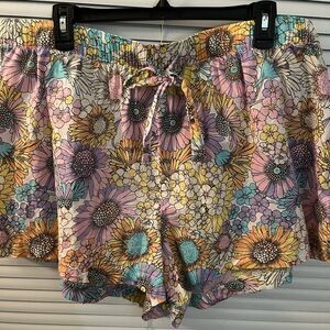 Floral Print Drawstring Sleep Shorts